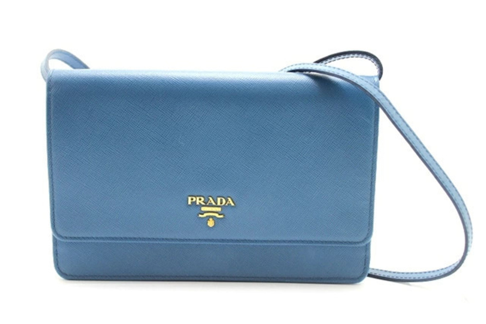 Prada Shoulder Bag Wallet Saffiano Cobalt Blue